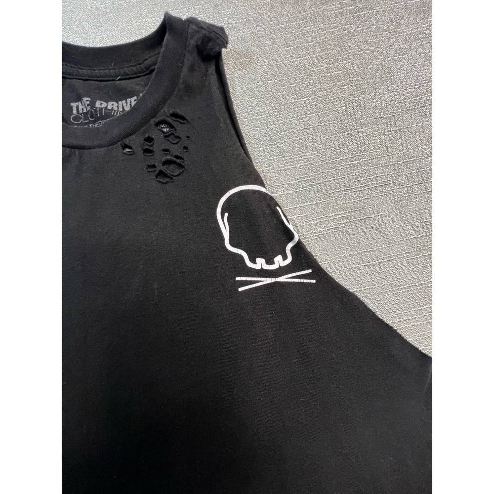 The Drive Clothing Forever Hungry Skull Distressed Muscle Tank Top Black Medium - Picture 4 of 6
